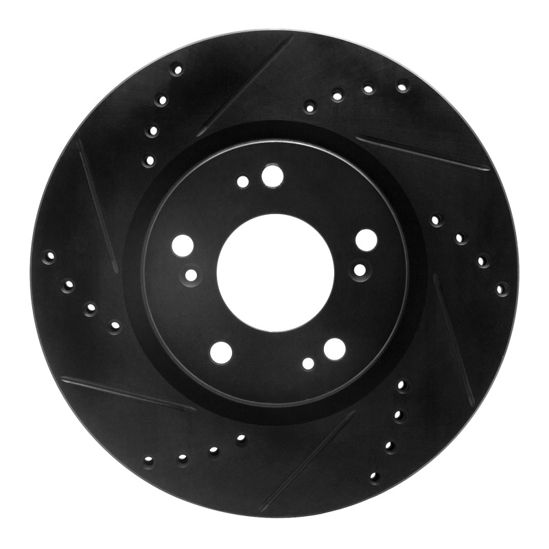 Mitsubishi Galant Brake Rotor (1) - Front Left - R1 Concepts - Drilled & Slotted - Black - `04-`12